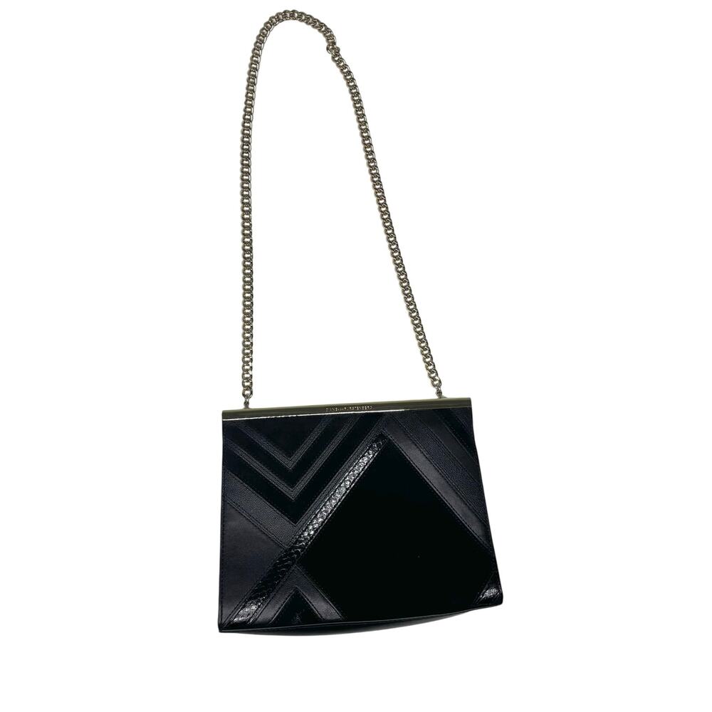 DVF Soirée Tuxedo Bag Black Leather, Suede Gold Chain